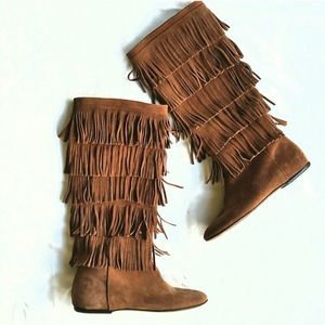 Joie Fringe Tall Festival Suede Boot